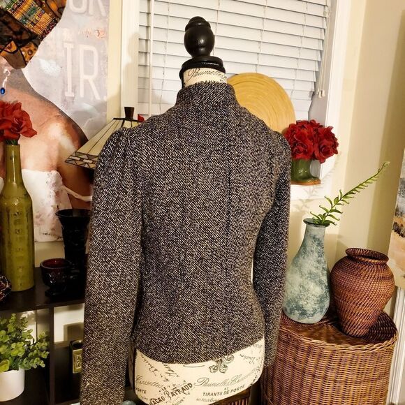 Lux Tweed Military Style Wool Blend Statement Blazer Jacket Xs - Picture 2 of 10